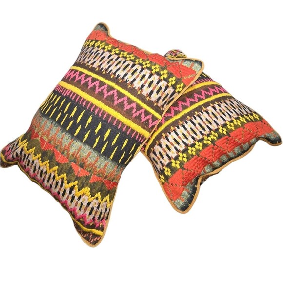 Anthropologie Other - Anthropologie Francesco Set of 2 Multicolored Embroidered Pillows 20"X14"X6"